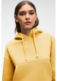 Resim Grimelange Selene Kadın Kapüşonlu Kangru Cepli Regular Fit Sarı Sweatshirt Sarı 