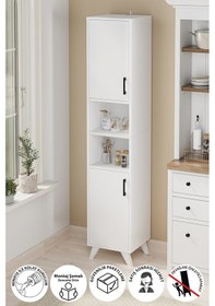Resim 2 Kapaklı 6 Bölmeli Çok Amaçlı Dolap Çok Amaçlı Mutfak Dolabı Banyo Dolabı Nergis Beyaz Beyaz 