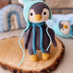 Resim Amigurumi Mavi Şapkalı Penguen Oyuncak 