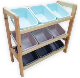 Resim Woody Life Plastik Kutulu Ahşap Çocuk Odası Anaokulu Kreş Dolap 