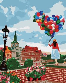 Resim Sayılarla Boyama Seti - Balonlu Kadın - 60x75 