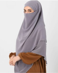 Resim Rana Hazır Bağlama Üç Katlı Şifon Hac Umre Şalı Sufle Khimar Hijab Siyah 