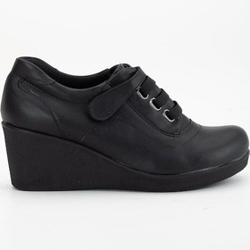 Resim Dolgu Taban Cırtlı Elastik Bant Siyah Kadın Günlük Ayakkabı-3132-siyah Siyah 