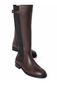 Resim RUJO Acı Kahve Hakiki Deri El İşçiliği Yandan Fermuarlı Elastilastikli Binicii Çizmesi 