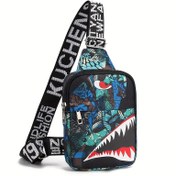 Resim Erkek Oxford Kumaş Mini Crossbody Çantası, Rahat Küçük Omuz Telefonu Pouch, Modaya Uygun Günlük Seyahat Fermuarlı Sırt Çantası, Dikiş İp Detayı, Şarj Edilmemiş - Elde Yıkanabilir 