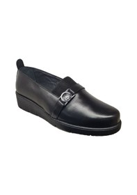 Resim Napa Shoes Kadın Hakiki Deri Sıkıştırılmış Köpük Taban Rahat Ultra Hafif Günlük Dolgu Topuk Ayakkabı Napa-4000 Siyah 
