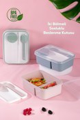 Resim Porsima 1183 Kendinden Kaşık Çatallı Sosluklu Bölmeli Beslenme Kabı - Taşınabilir Lunch Box 
