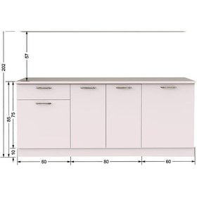 Resim Sedef Mutfak Alt Modülü 200 Cm -beyaz Tezgah Dahil Değil Beyaz 