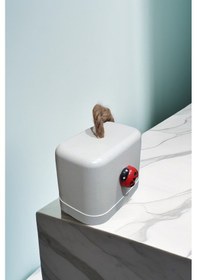 Resim Beton Stoper Dekoratif Uğur Böcekli Beton Kapı Stoperi Kapı Önü Ağırlık Kapı Tamponu Beyaz 