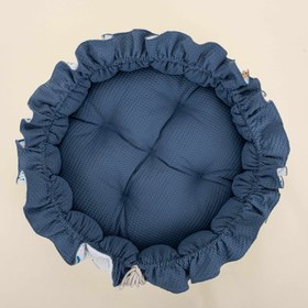Resim Yuvarlak Babynest - Çift Taraflı - İndigo Petek - Mavi Gökkuşağı 