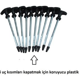 Resim Kudos Kaliteli Demir Çadır Kazığı Seti Çantalı 20.5cm 10 Adet Gri 