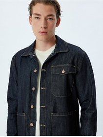 Resim Koton Kot Ceket Gömlek Yaka Cep Detaylı Pamuklu Koyu İndigo 5wam50013ıd Indıgo 