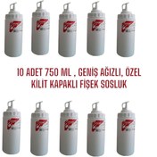 Resim GastroPlast 10 ADET 750 ML BEYAZ, GENİŞ AĞIZLI, ÖZEL KİLİT KAPAKLI FİŞEK SOSLUK 
