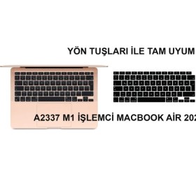 Resim Kızılkaya Apple Macbook Air 13 Inç 2020 A2337 (M1) Işlemcili Türkçe Q Silikon Klavye Koruyucu Siyah 