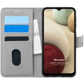 Resim Samsung Galaxy A12 Kılıf Fabric Book Wallet Gri 