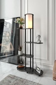 Resim TRAVERS Lambader – Ekstra Geniş 24x72 cm Taban, 140 cm Yükseklik, Modern Dekoratif Ahşap Görünümlü Gövde, E27 Duy Uyumlu, LED Ampul ile Kullanılabilir, Göz Yormayan Aydınlatma (Siyah) 