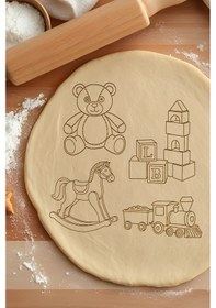 Resim Oyuncaklar Seti Kurabiye Kalıbı, Hamur Şekillendirici, Bisküvi Kalıbı, Kolay Kesim Ucu Beyaz 