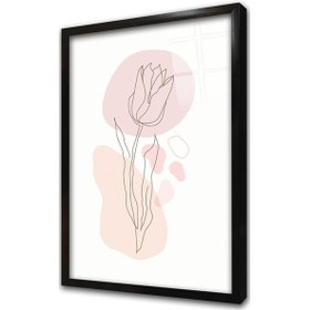 Resim Line Art Çiçek Vı Çerçeveli Cam Tablo-172081 