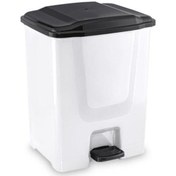 Resim Omnipazar Flora F196-B 10Lt Slim Pedallı Beyaz Plastik Çöp Kovası Krom 