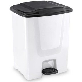Resim Omnipazar Flora F196-B 10Lt Slim Pedallı Beyaz Plastik Çöp Kovası Krom 