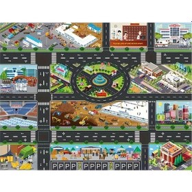 Resim Sunshine022 Popüler Şehir Trafiği Oyun Halısı 130x100cm Su Geçirmez Epidemiye Dayanıklı 