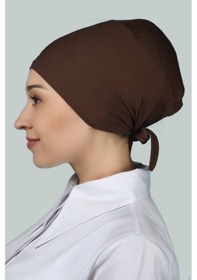 Resim Altobeh Kadın Pratik Dikişsiz Bağcıklı Kaymayan Tesettür Penye Bone - Çikolata 