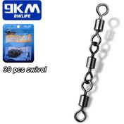 Resim 30 Adet 9KM DWLIFE Ağır Hizmet Tipi Tuzlu Su Balıkçılığı Fiyonklar - 3 Eklemli Döner Yuvarlanan Fiok Bağlantılar, Pürüzsüz 360° Dönüş, Korozyona Dayanıklı Siyah Kaplama ve Uzun Hat Stabilitesi İçin Büyük Looping Sistemi, Çekirdek Deniz Derinliklerinde Tonbalığı Marlin Usrak Alabalık Şaşı İstakoz İdeal Oluşumlar için Mükemmel (30 adet) 