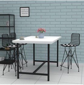 Resim Knsz orta boy tel bar sandalyesi 1 li mağrur syhaldo 65 cm oturma yüksekliği mutfak bahçe cafe ofis 