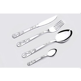 Resim Tozanlı Çelik Sarmal Modeli 36 Parça Çatal Bıçak Kaşık Seti 