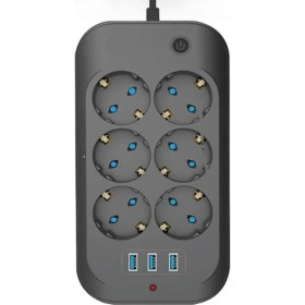Resim Fulltech 6 Priz 3xusb 10A 2 Mt Kablo 2500W Akım Korumalı Priz Ftr-11 8551 