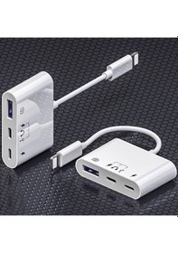 Resim Apple Uyumlu iPhone -Otg Hub -Usb Type C To Kulaklık ve Usb Kamera Okuyucu Otg 