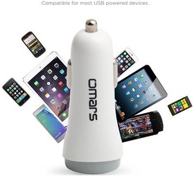 Resim Omars 4.8A Çift Usb Çıkışlı Araç Şarj Cihazı 