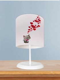 Resim Mekta Home Bebek Ve Çocuk Odası Kedi Ve Kalp Desenli Abajur 