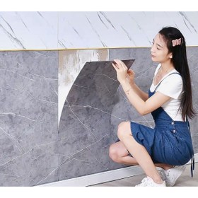 Resim Doori Beyaz Mermer Desen Yapışkanlı Pvc Duvar Kaplama Mutfak Banyo Sticker 30*60cm 6 Adet 1,08mt2 