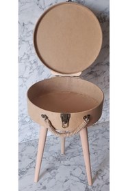 Resim BENGİ TİCARET Hobi 90190 Adn Bavul Yuvarlak Fiskos Sehpa HAM Ahşap Mdf Kutuda Sevk El Yapım 