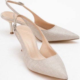 Resim Luvishoes Luvi Shoes Caisa Altın Simli Kadın Topuklu Ayakkkabı Altın Simli 