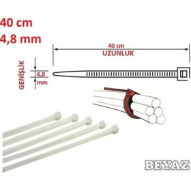 Resim Pemsan 4.8X400 Plastik Cırt Kelepçe Kablo Bağı Beyaz 100'Lu Paket 