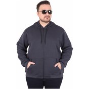 Resim Mocgrande Büyük Beden Unisex Kapüşonlu 3ip Sweat 11701 Fume Fume 