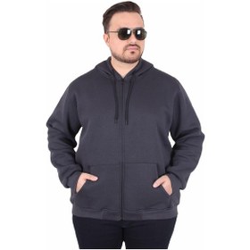 Resim Mocgrande Büyük Beden Unisex Kapüşonlu 3ip Sweat 11701 Fume Fume 