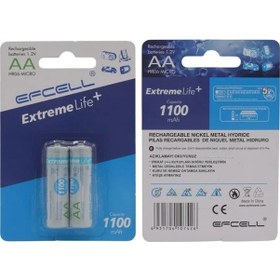 Resim Efcell Extreme Life+ 1.2v 1100mah Şarj Edilebilir Aa Kalem Pil 2'li Paket 