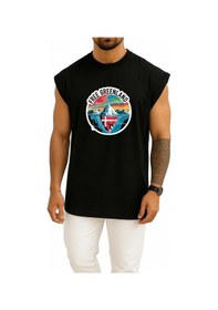 Resim Bahriyeli Collection Oversize Özgür Grönland Göğüs Baskılı Atlet Siyah 