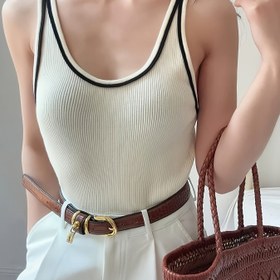 Resim Kadınlar için Seksi Dar Kesim Kolsuz Tank Top, %85 Polyester %15 Spandex Örgü Kumaş, Düz Renk Omuz Açık Straplez Yelek, İlkbahar/Yaz/Sonbahar için 