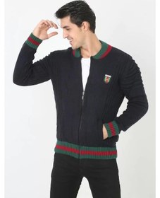 Resim Erkek Tam Fermuarlı Triko Hırka - Lacivert 001 