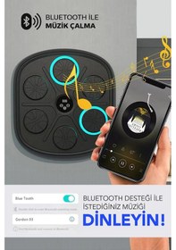 Resim Boks Eğitim Makinesi Sayaçlı Rgb Işıklı Bluetooth Müzik Çalar Box Egzersiz Elektronik Kum Torbası Siyah 