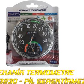 Resim BarkoFix Wetto Mekanik Termometre Isı Nem Ölçer Pil Gerektirmez Yay Sistemi ile Çalışır Kaliteli 