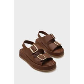 Resim Capone Outfitters Denice Dolgu Topuklu Çift Bantlı Tokalı Kadın Sandalet 