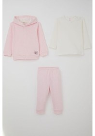 Resim Breeze Kız Bebek Bodyli 3 Lü Takım Sevimli Minik Tavşancık Armalı Çıtçıtlı 4 Ay-1 Yaş, Pembe Pembe 