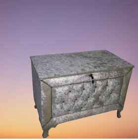 Resim BENGİ TİCARET Çeyiz 13914SANDIK Kapitone Büyük Model KREM Kadifemsi Kumaş İçi Tela El Yapım 