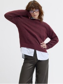 Resim Jack & Jones Kadin Bisiklet Yaka Alpaka Yünlü Kazak - Evi - 12281702 Cabernet 