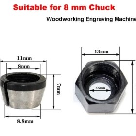 Resim 2Liyao 8 mm 1/4 ''6 mm 6.35 mm 8 mm Shank Freze Kesicisi Collet Chuck Somun Elektrikli Ağaç Işleme Giyotin Ahşap Yönlendirici Oyma Makinesi (Yurt Dışından) 